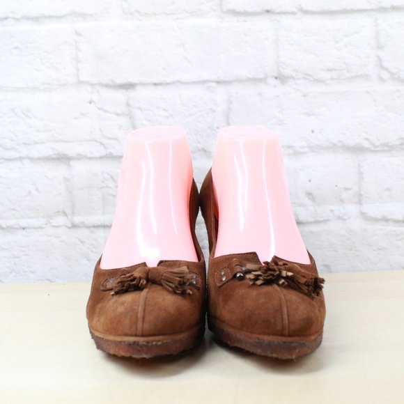 Stuart Weitzman Brown Suede Slip-on Wedge Casual Shoes Size 11 N - Picture 4 of 9